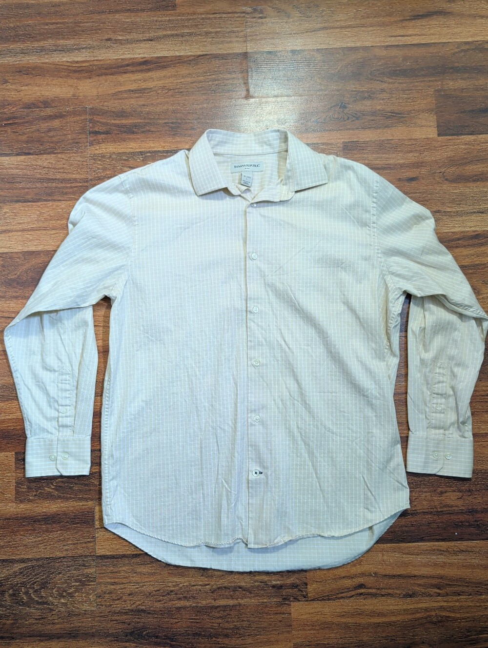 Banana Republic Cream Pinstripe Men's Dress Shirt Large